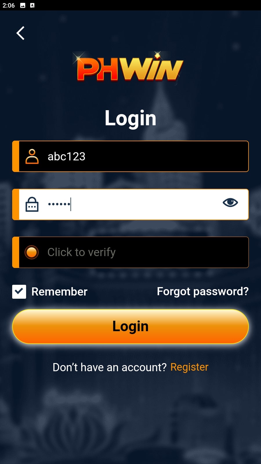 Enter the account